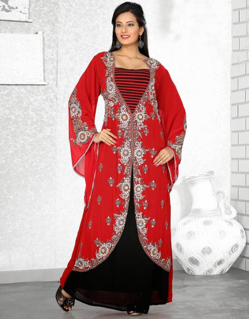 Magnificient Jacket Style Embroidered Kaftan