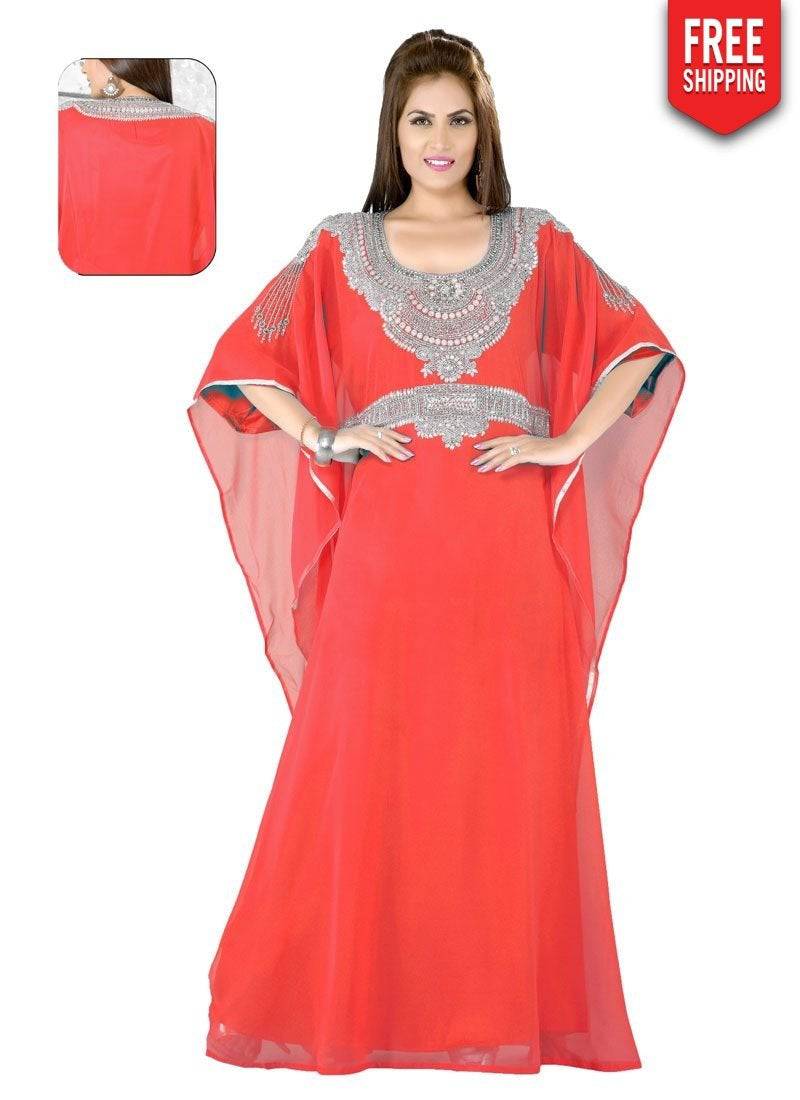 Women White Color Multi Printed Farasha Kaftan main image 0