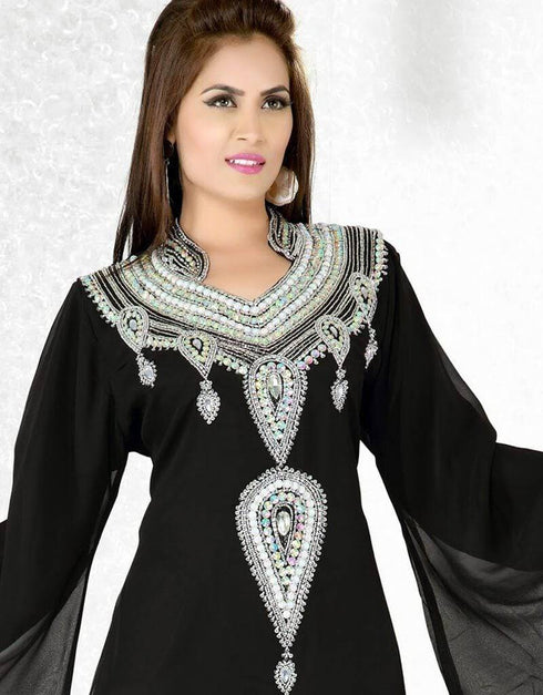 Modern Bell Sleeve Farasha Kaftan Smoky