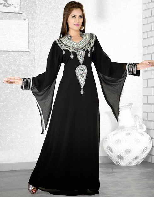 Modern Bell Sleeve Farasha Kaftan Smoky