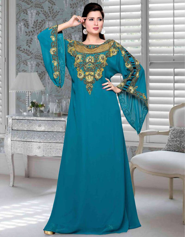 Modest kaftan designer sleeve Teal