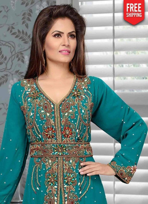 Morocan Kaftan with Beautiful Golden Embroidery