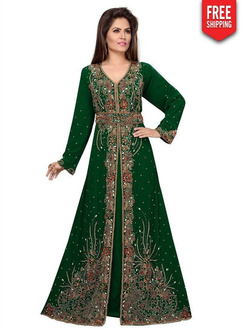 Morocan Kaftan with Beautiful Golden Embroidery