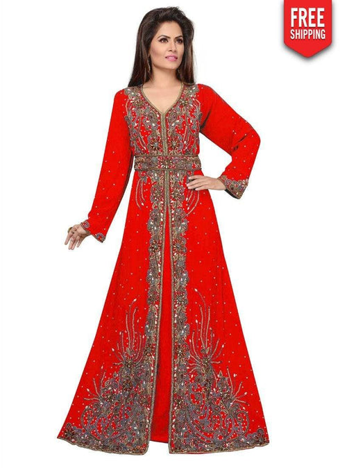 Morocan Kaftan with Beautiful Golden Embroidery