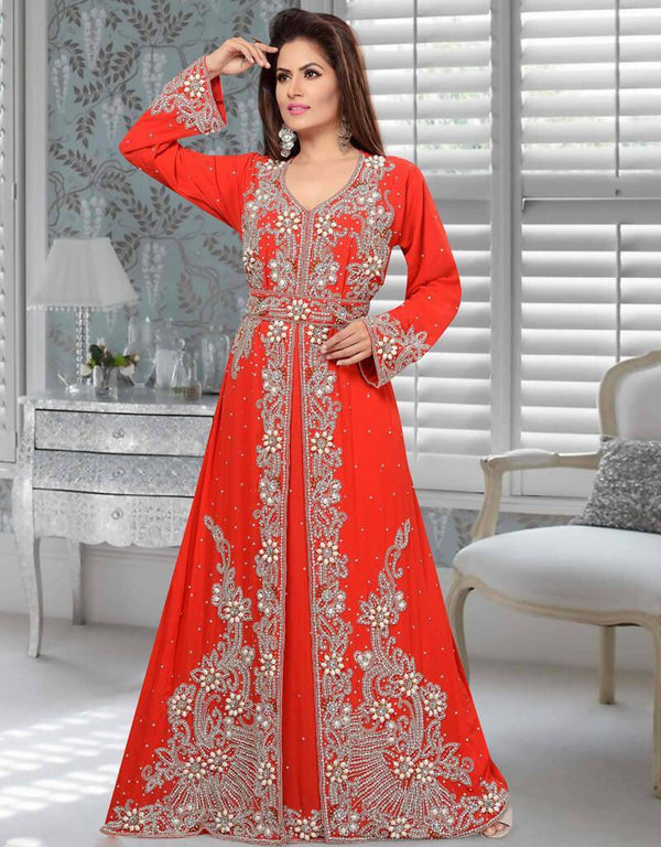 Morocan Kaftan with Beautiful Silver Embroidery