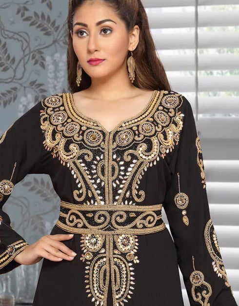 Morocan Style Kaftan With Golden Hand Work