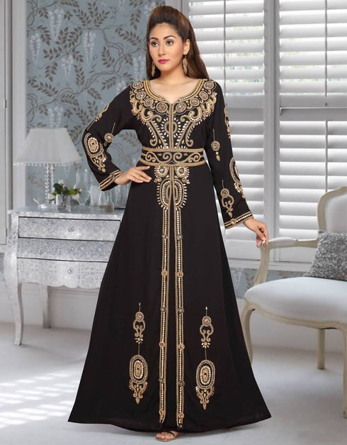 Morocan Style Kaftan With Golden Hand Work