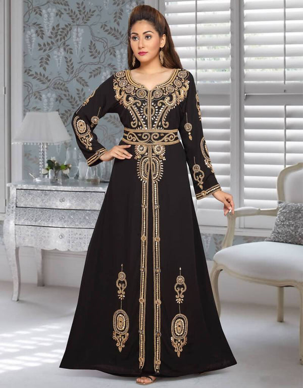 Morocan Style Kaftan With Golden Hand Work
