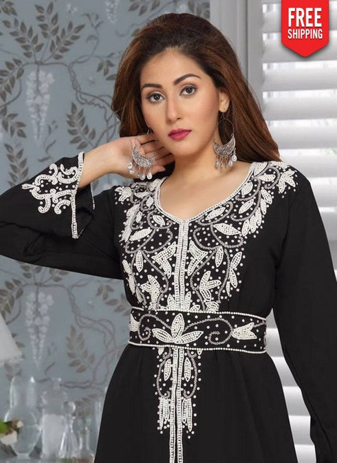 Morocan Style Kaftan With Silver Hand Work