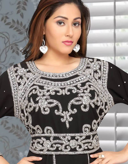 Morocan Style Kaftan With Silver Hand Work