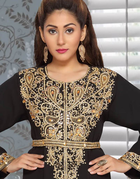 Morocan Style Kaftan With Silver Hand Work