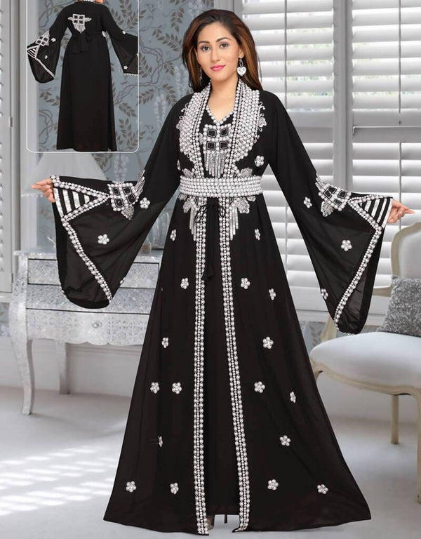 Morocan Style Kaftan With Silver Hand Work