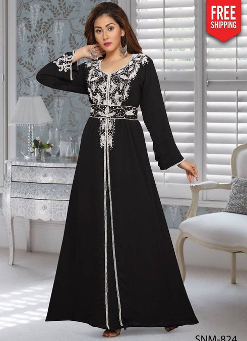 Morocan Style Kaftan With Silver Hand Work
