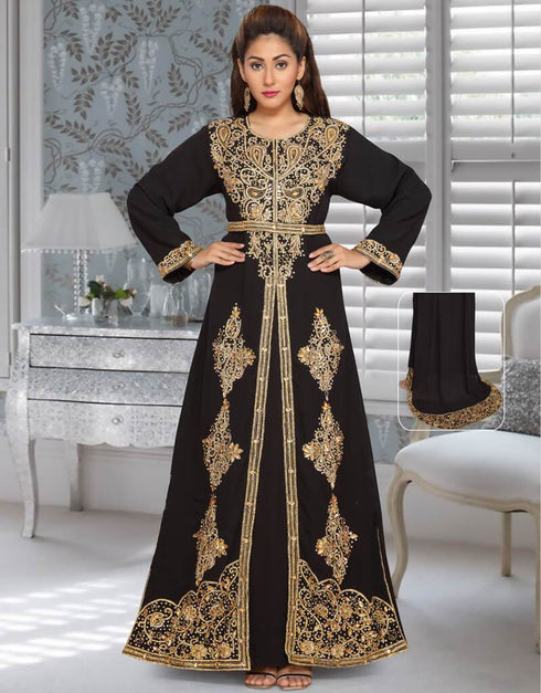 Morocan Style Kaftan With Silver Hand Work