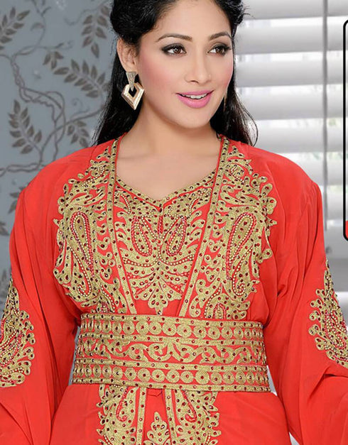 Moroccan Party Wear kaftan With Gold embroidery