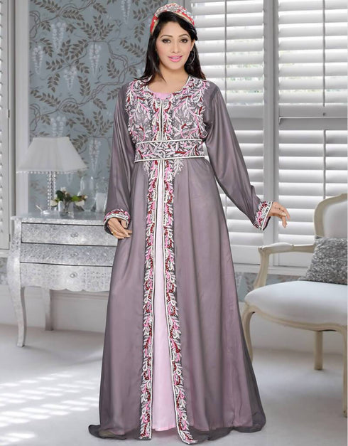 Moroccan Resham Work kaftan With Multi embroidery