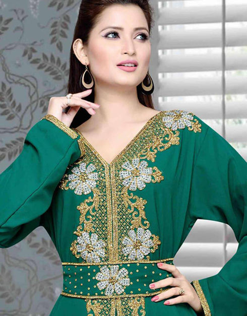 Moroccan style vneck kaftan Teal