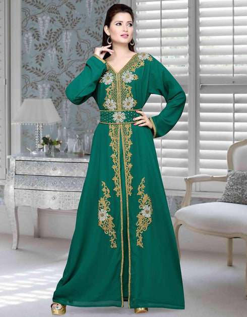 Moroccan style vneck kaftan Teal