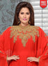 Necklace Pattern With Flared Full Sleeve Farasha Style Kaftan
