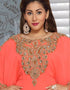 Necklace Pattern With Flared Full Sleeve Farasha Style Kaftan
