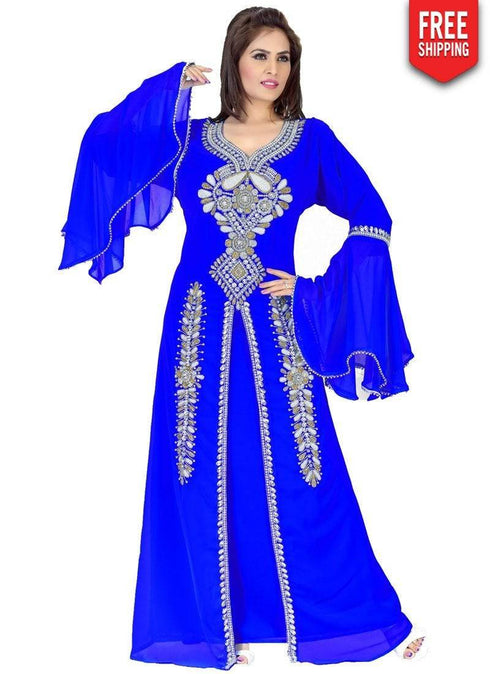 Plushy Faux Georgette Fancy Bell Sleeves Kaftan