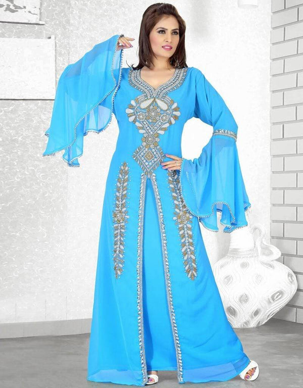 Plushy Faux Georgette Fancy Bell Sleeves Kaftan