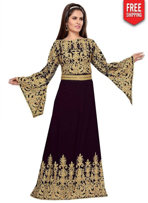 Slim Fit kaftan With Golden Embroidery