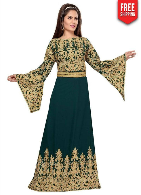 Slim Fit kaftan With Golden Embroidery