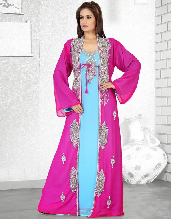 Sophisticated Faux Georgette Jacket Style Caftan