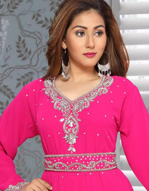 Two Piece Kaftan With Silver Hand Work