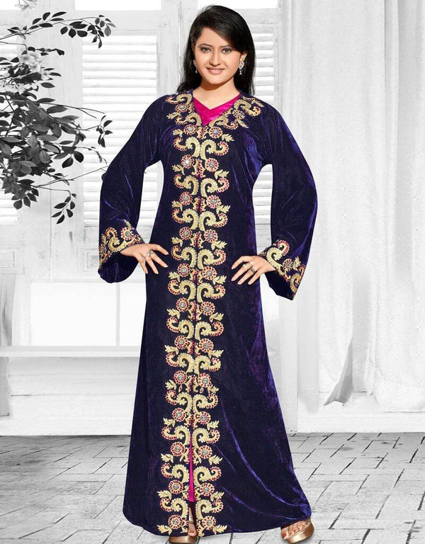 Velvet Party Wear Front Slit Kaftan