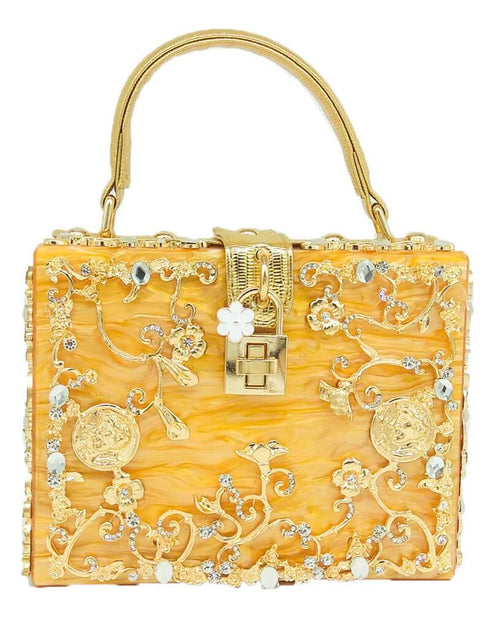 Crystal Flower Evening Clutch Box Wallet