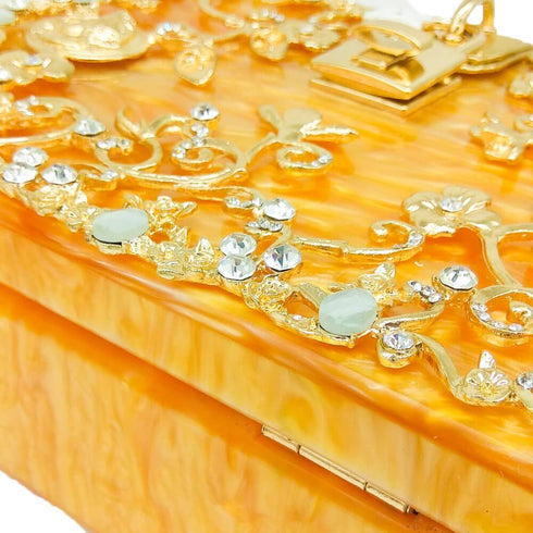 Crystal Flower Evening Clutch Box Wallet