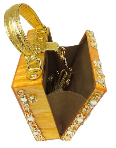 Crystal Flower Evening Clutch Box Wallet