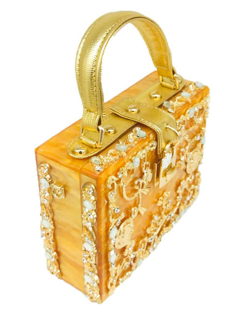 Crystal Flower Evening Clutch Box Wallet