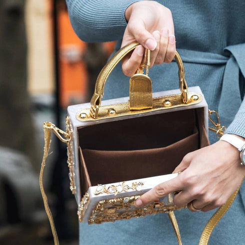 Crystal Flower Evening Clutch Box Wallet