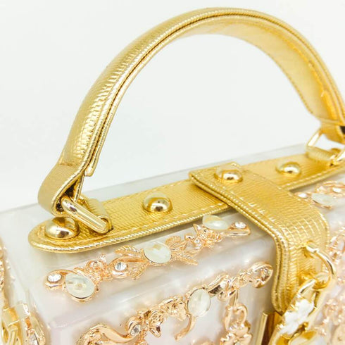 Crystal Flower Evening Clutch Box Wallet