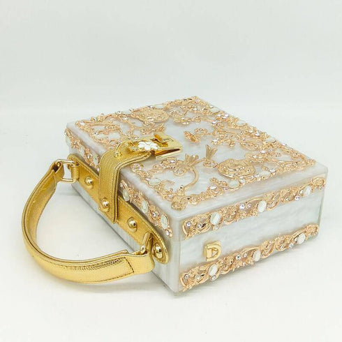 Crystal Flower Evening Clutch Box Wallet