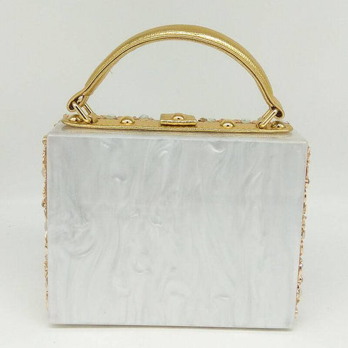 Crystal Flower Evening Clutch Box Wallet