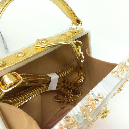 Crystal Flower Evening Clutch Box Wallet