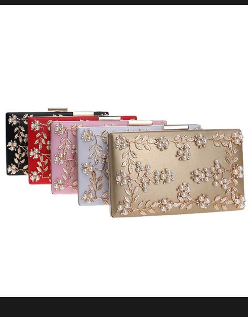 Leaf Metal Beaded Evening Purse