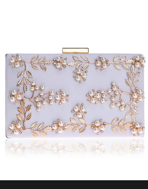 Leaf Metal Beaded Evening Purse