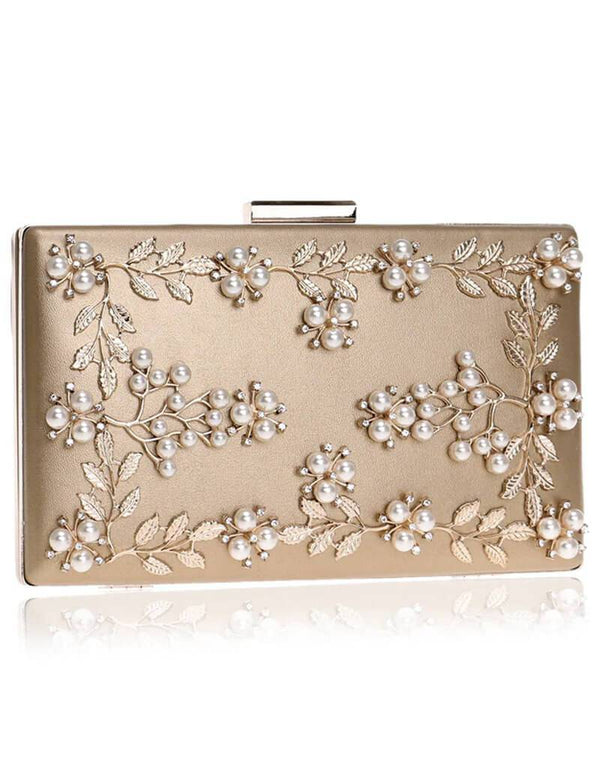 Leaf Metal Beaded Evening Purse