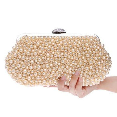 Pearl beaded clutch bag