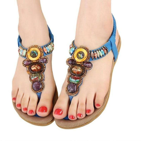 Women Sandals with Gemstone Beaded