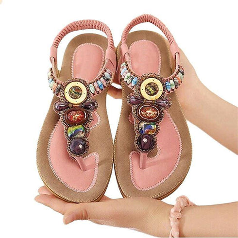 Women Sandals with Gemstone Beaded