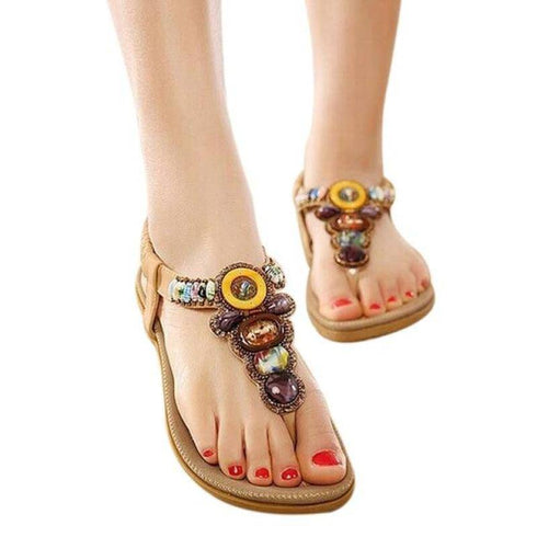 Women Sandals with Gemstone Beaded