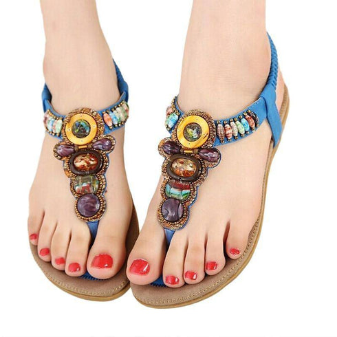 Women Sandals with Gemstone Beaded