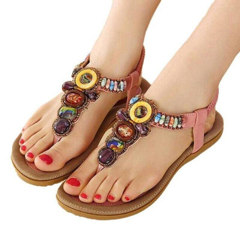 Women Sandals with Gemstone Beaded