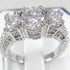 Cubic Zirconia Three Stones Silver Color Women Rings